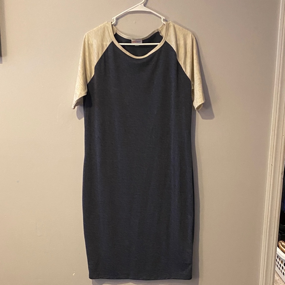 LuLaRoe gray and Cream Dress